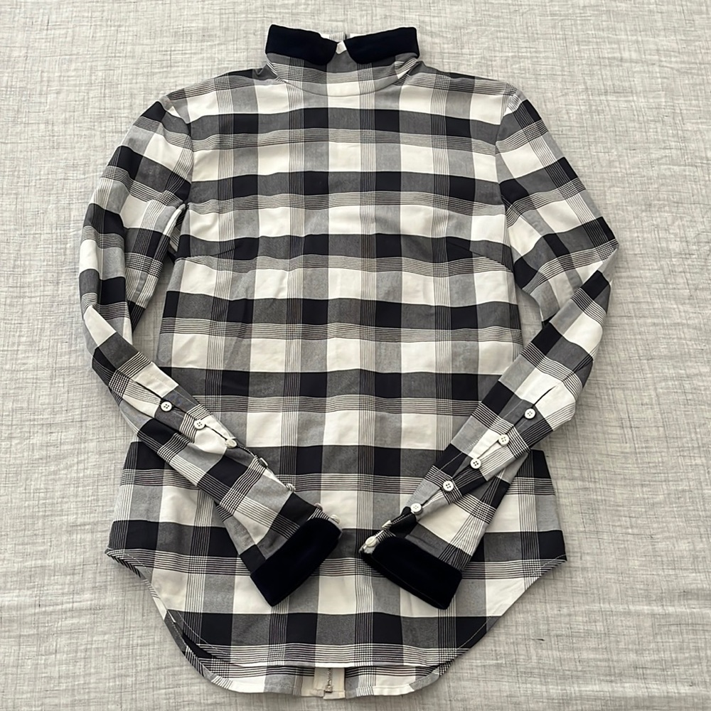 RARE Thom Browne plaid cotton velvet shirt